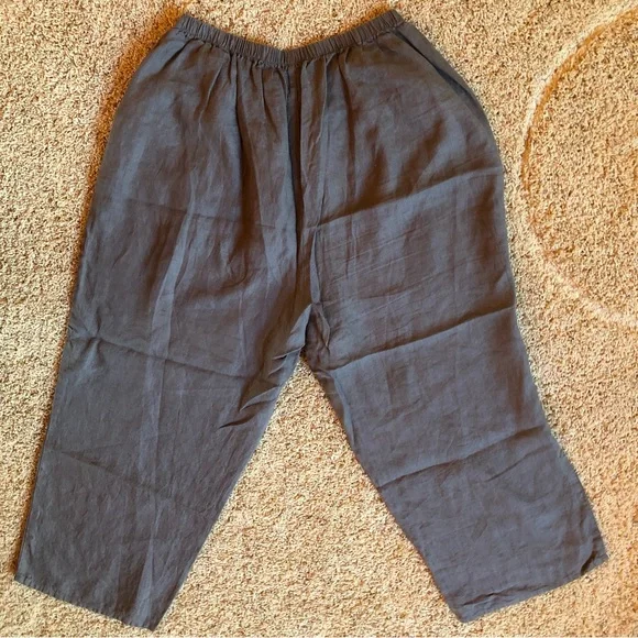 FLAX 100% Linen Pants Lagenlook Earth Tone Gray Grey Casual  Plus Size 1X - Picture 7 of 12